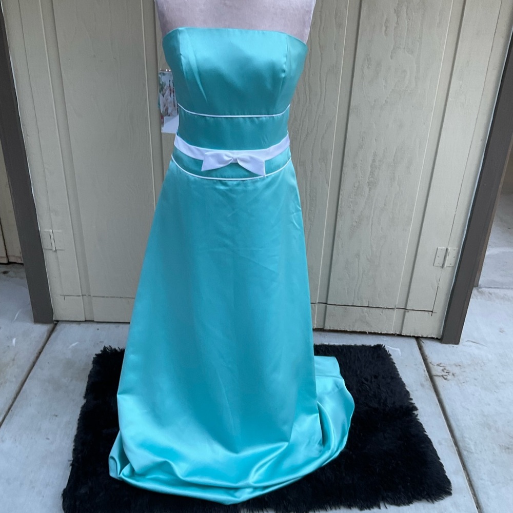 Alfred Angelo teal green strapless NWT prom dress 14 - Picture 7 of 15